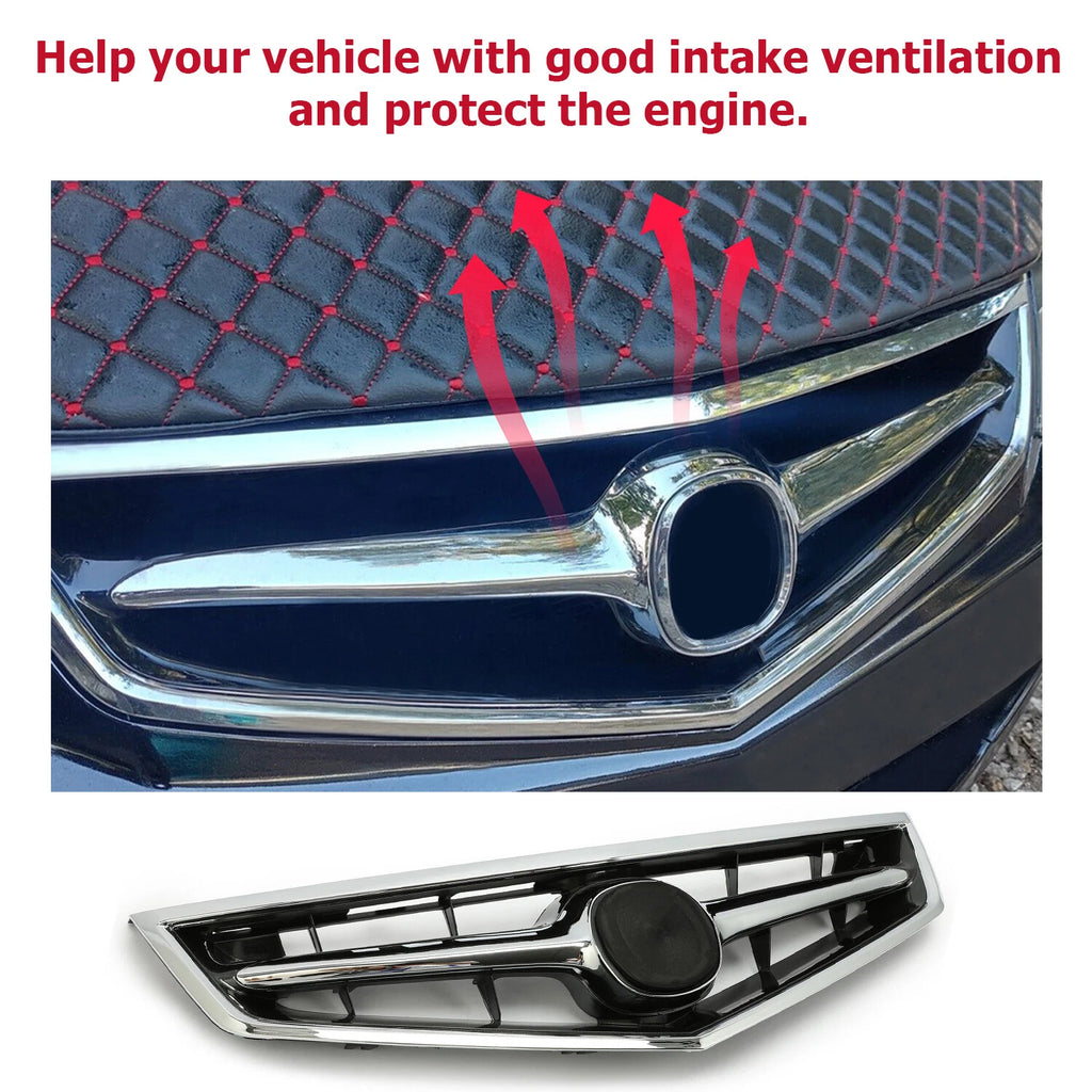 Front Bumper Upper Grille with Chrome Molding for Acura TSX (2006–2008)