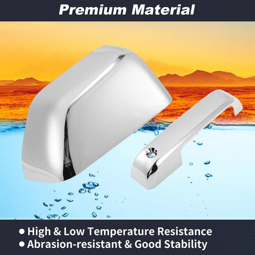 2X Top Half Mirror Cover Caps & 4X Door Handle Cover Trims for Ford Super Duty 