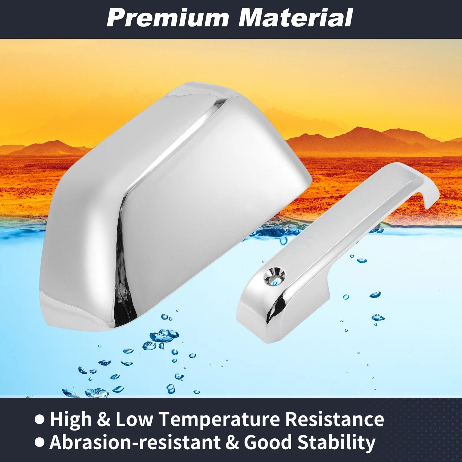 2X Top Half Mirror Cover Caps & 4X Door Handle Cover Trims for Ford Super Duty 