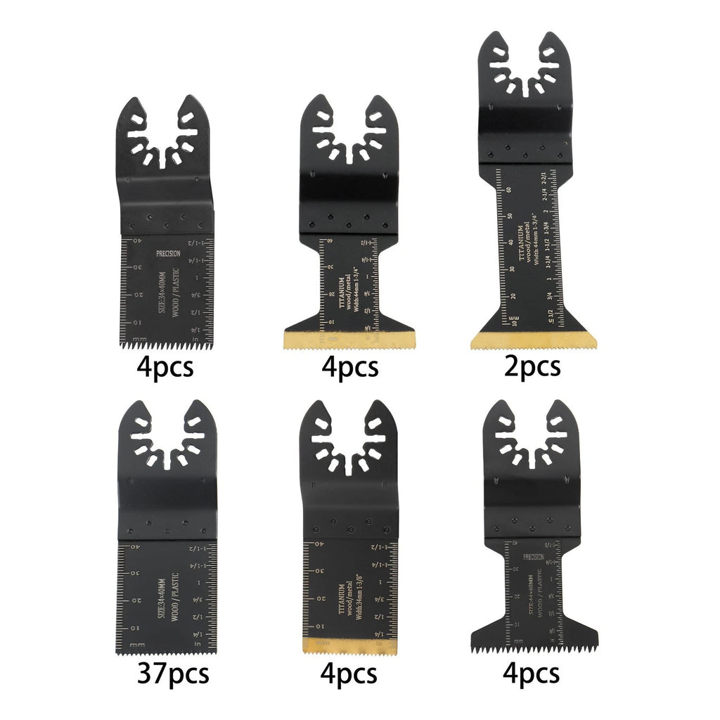 55PCS Oscillating Saw Blades for Universal Multitools (Titanium, 6 Types)