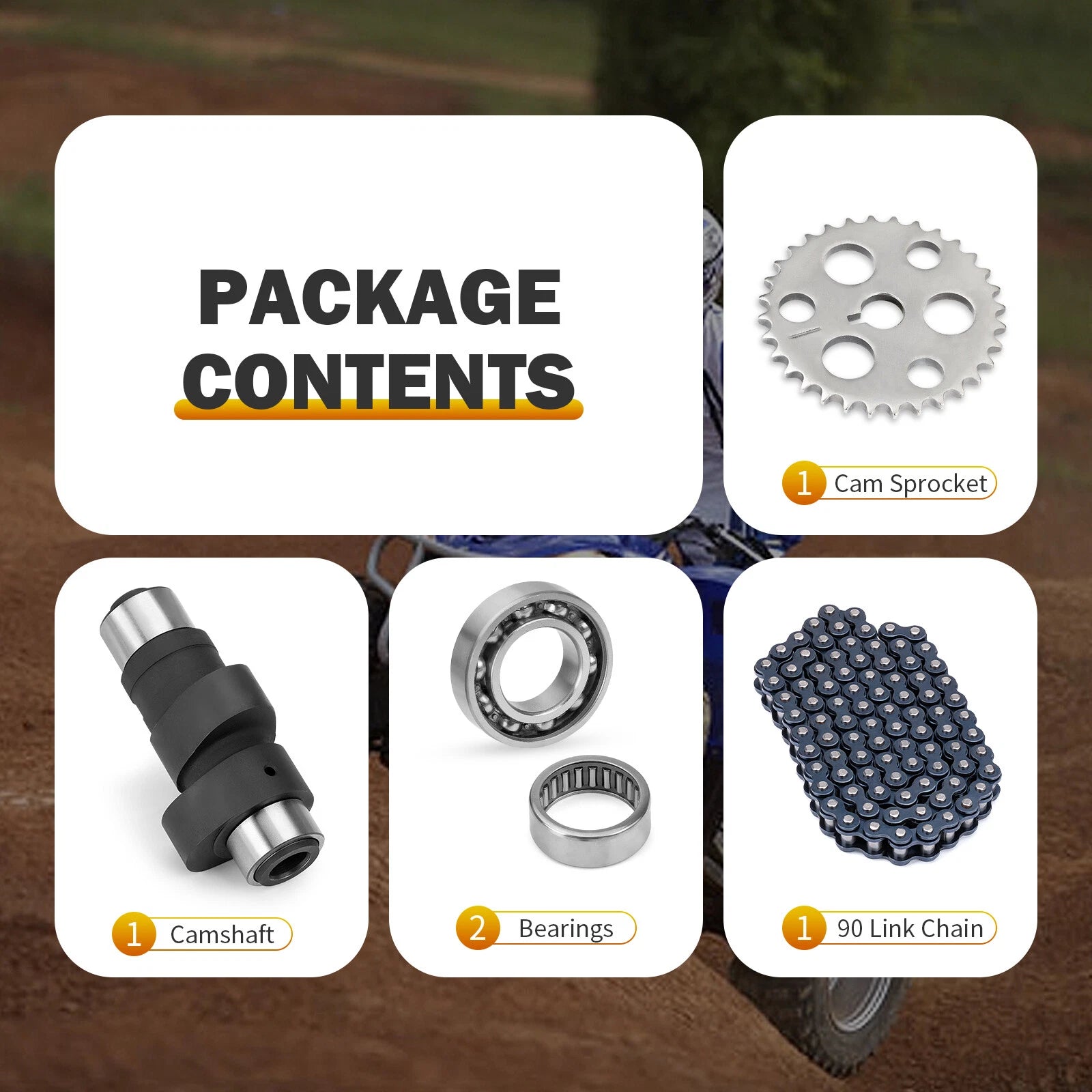Timing Cam Chain Gear Bearings Kit for Yamaha Warrior Wolverine Big Bear 350 (1993–2006)