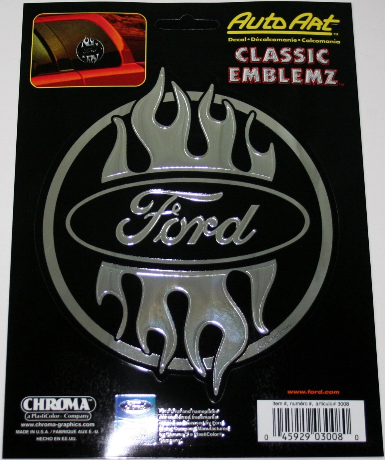Ford Oval Truck Auto Sticker Decal Window Logo Chrome Flames
