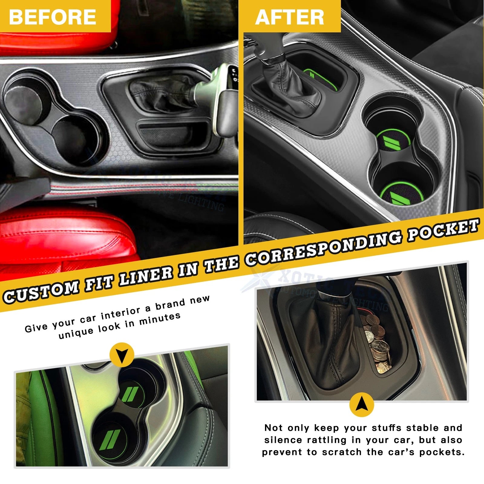 Soft Green Car Interior Anti-dust Mats Accessories for Dodge Challenger (2015-2023)
