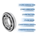 6207NR Deep Groove Ball Bearing for Scooter Skateboard (P0 35x72x17mm)