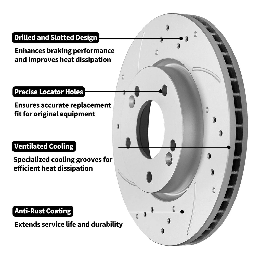 Front Drilled Rotors + Brake Pads for Ford Edge Lincoln MKX (2007–2014)