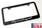 Matte Black Premium License Plate Frame with White Outline for Universal Fit (—–—)