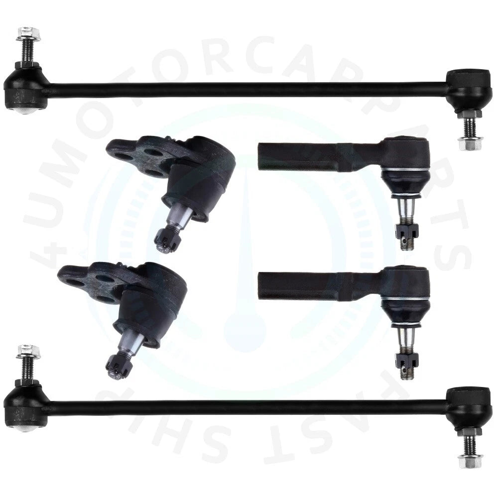 Set of 6 Suspension Tie Rod Ends & Sway Bar Links for Pontiac Grand Prix (2004–2008)