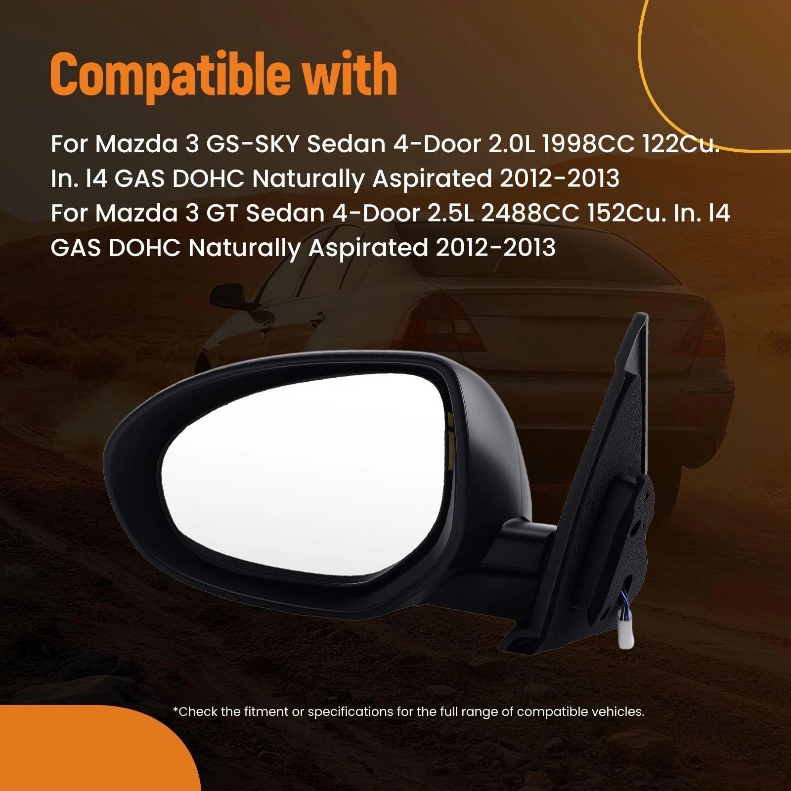 Left Side Mirror for Mazda 3 GT/GS-SKY 2012-2013 MA1320162 Power