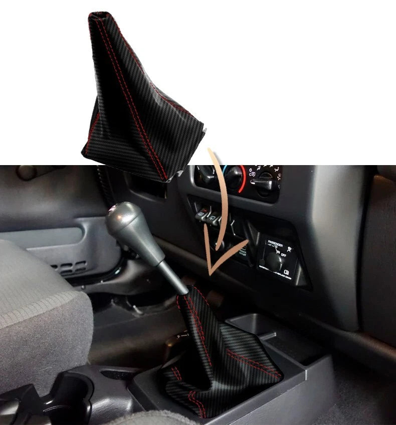 Manual Shift Boot for Jeep Wrangler (2003–2006) Carbon Fiber Red Stitch