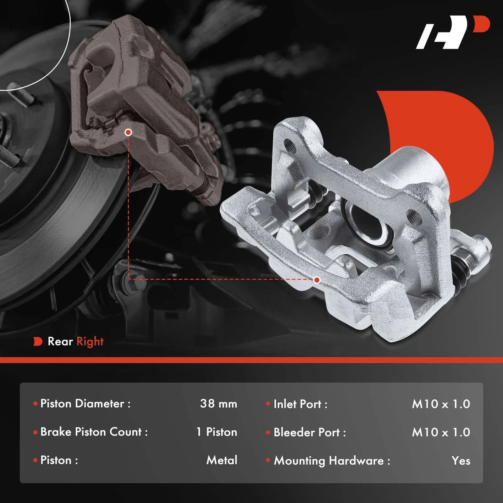 Rear Right Brake Caliper with Bracket for Hyundai Tucson Kia Sportage (2016–2022)