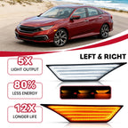 2X Smoke Switchback Sequential LED Side Marker Lights for Honda Civic (2016-2021)