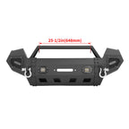 Black Steel Front Bumper with Winch Plate & LED Lights for Toyota Tacoma (2016–2023)