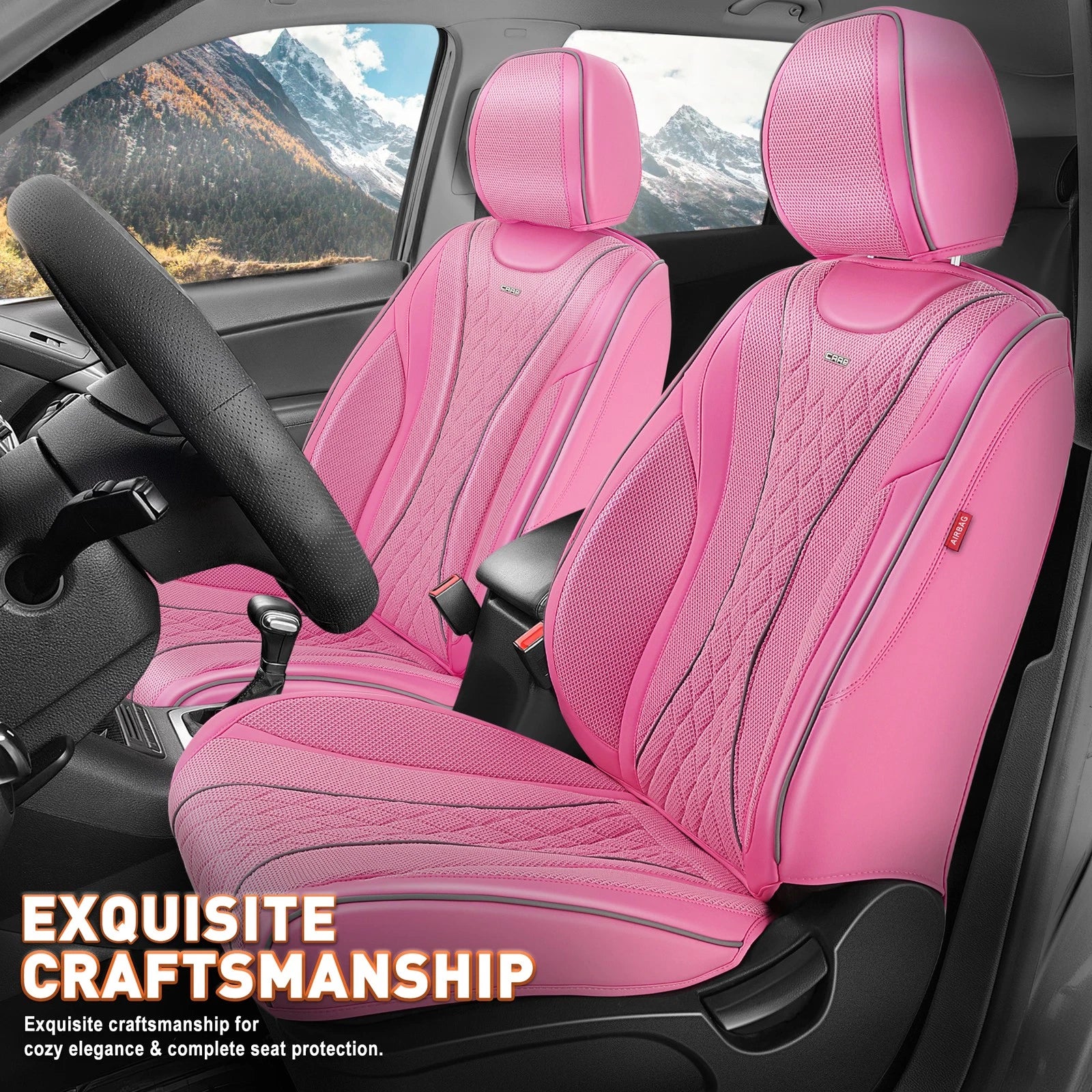 1st Front Row Bucket Seat Cover for Universal Vehicles - Diamond Series Pink