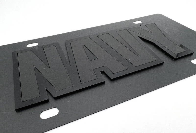 Navy Tactical Black License Plate 3D Acrylic Logo for US Navy Vehicles (Any Year)