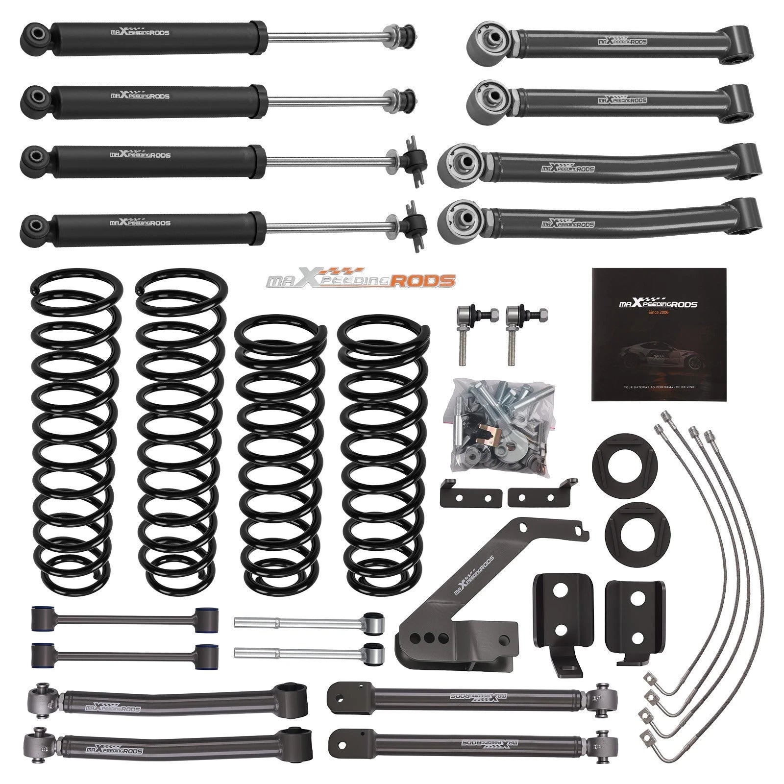4" Lift Kit with Shocks for Jeep Wrangler JK 4 Door 4WD (2007–2018)