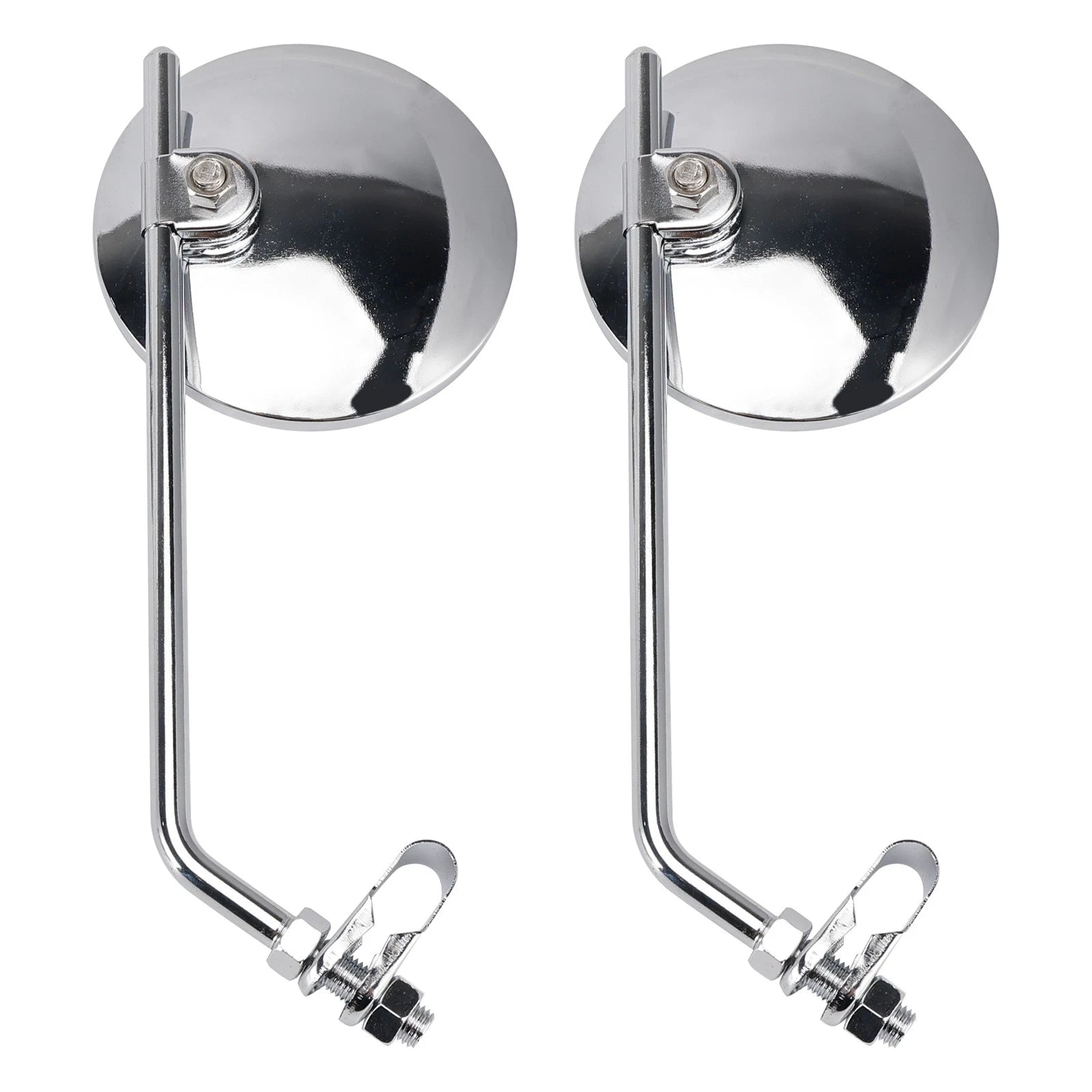 Pair Chrome Clamp On Mirrors for Motorcycle (7/8" Handlebar Mount)