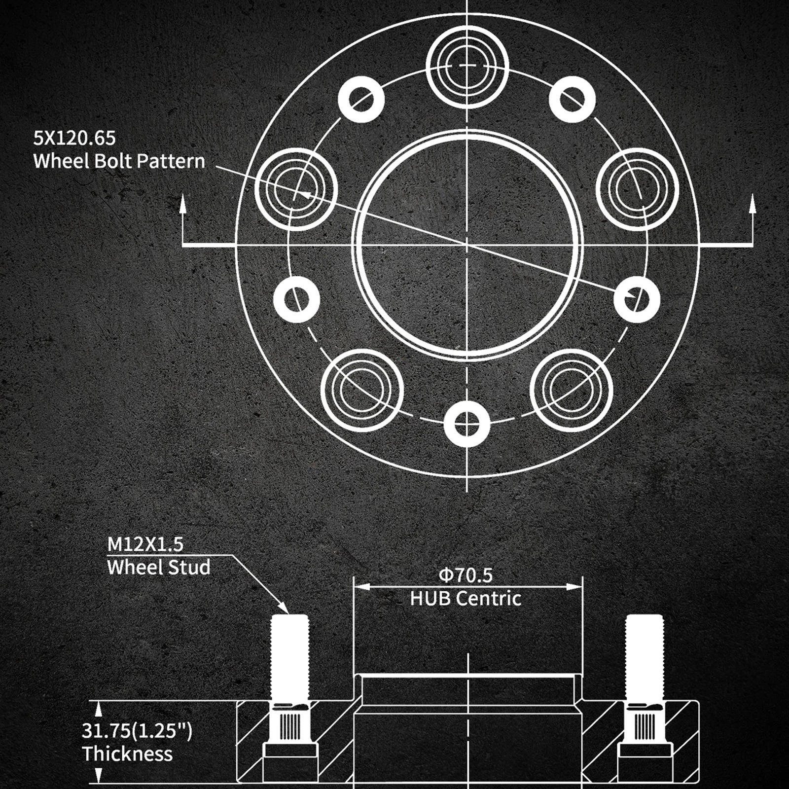 1.25 Inch Wheel Spacers for Chevy S10 Blazer Corvette (M12x1.5, 5x4.75)