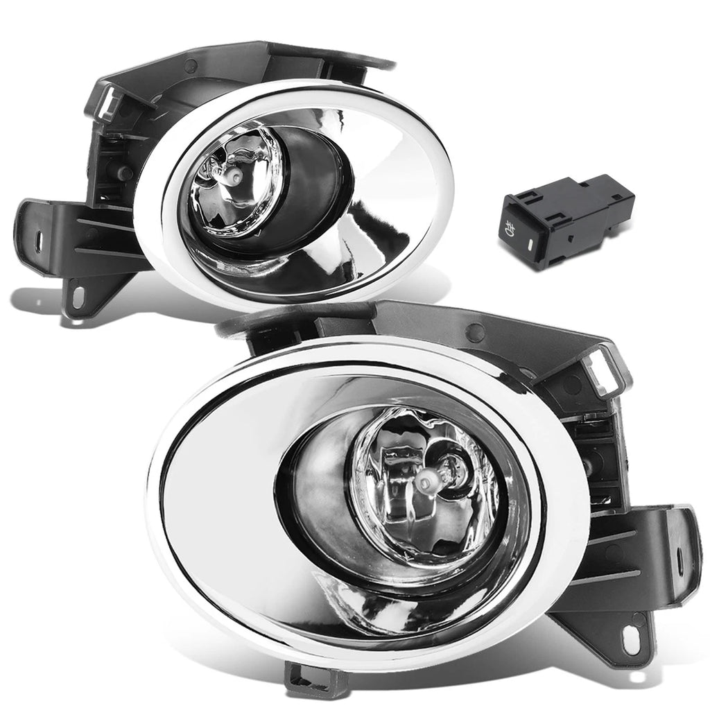 Pair of Clear Lens Fog Lights for Nissan Pathfinder (2013–2016) + Chrome Covers + Switch