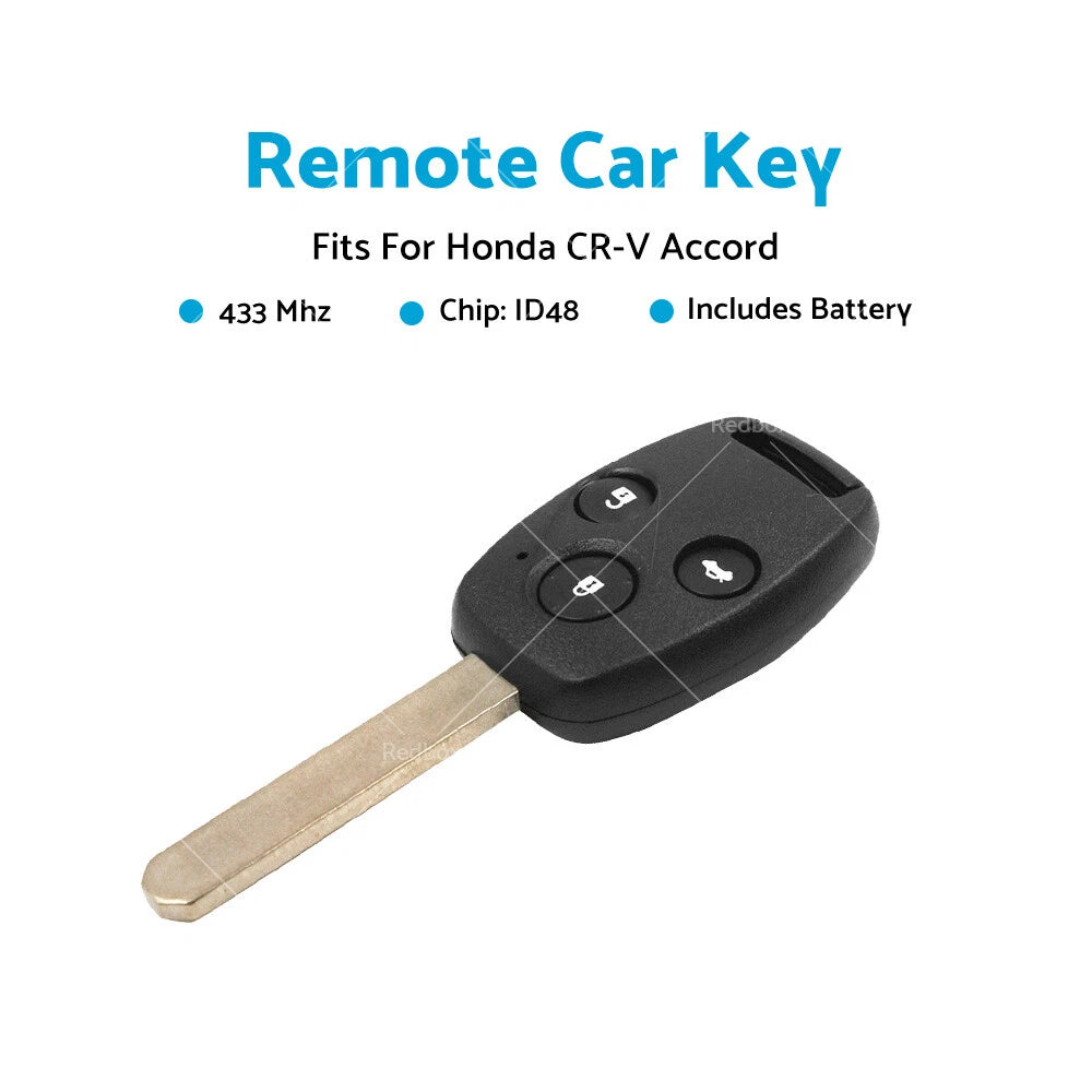 Remote Car Key Fob 433Mhz ID48 for Honda Accord CRV (2003–2006) G8D-382H-A