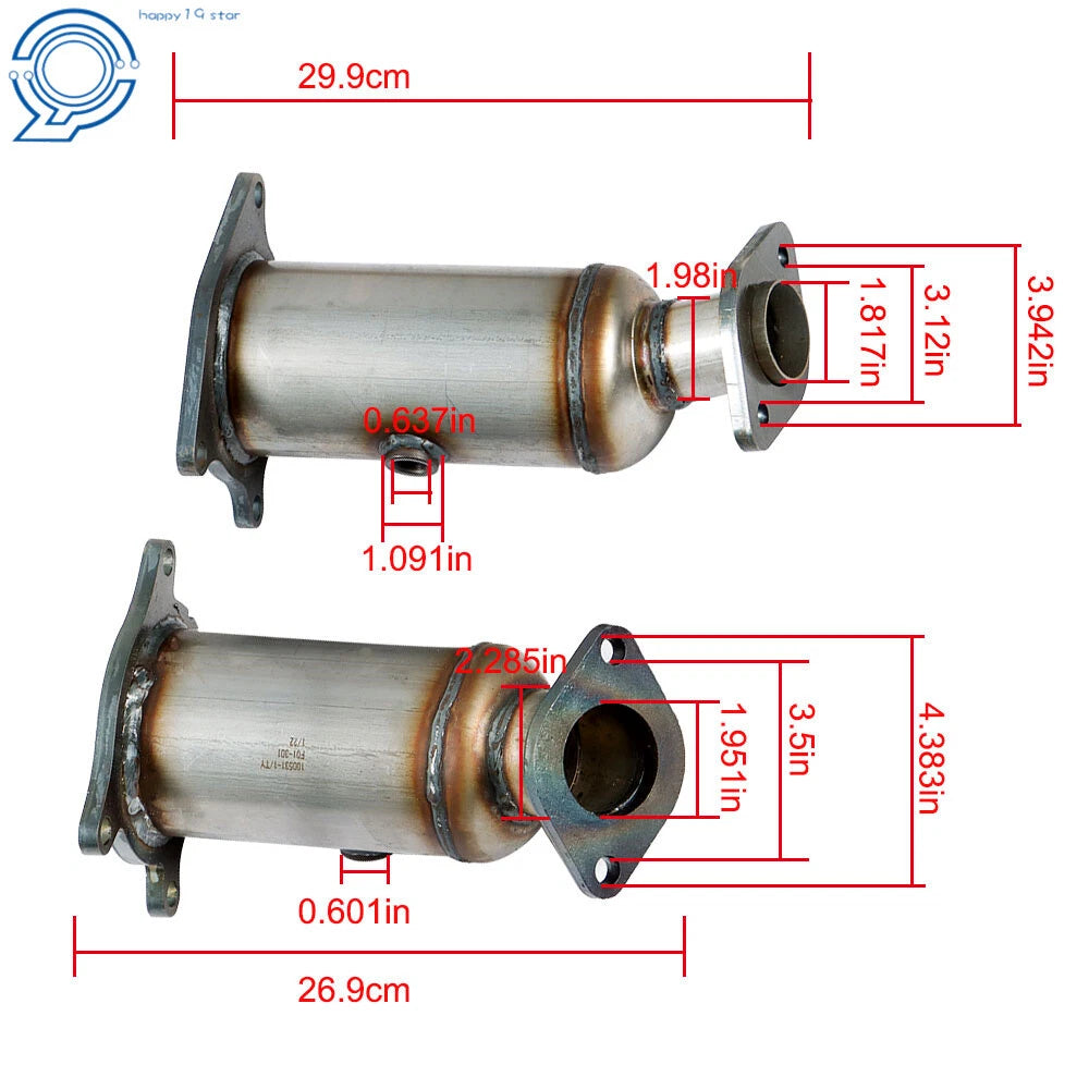 2X Catalytic Converters for Ford Edge (2007-2010)