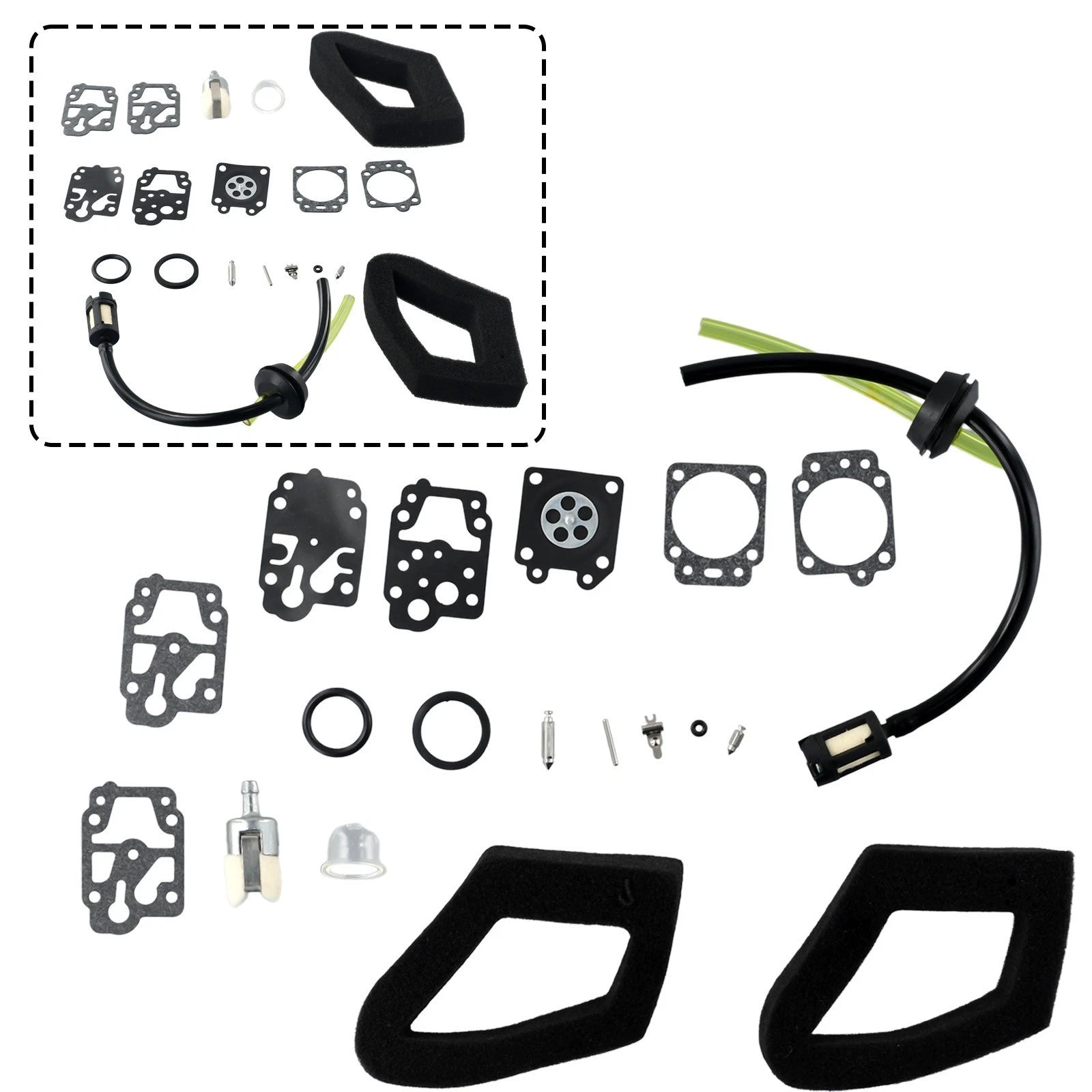Carburetor Gasket Fuel Line Kit for Honda GX25 GX35 HHB25 HHH25 (2000–2023)