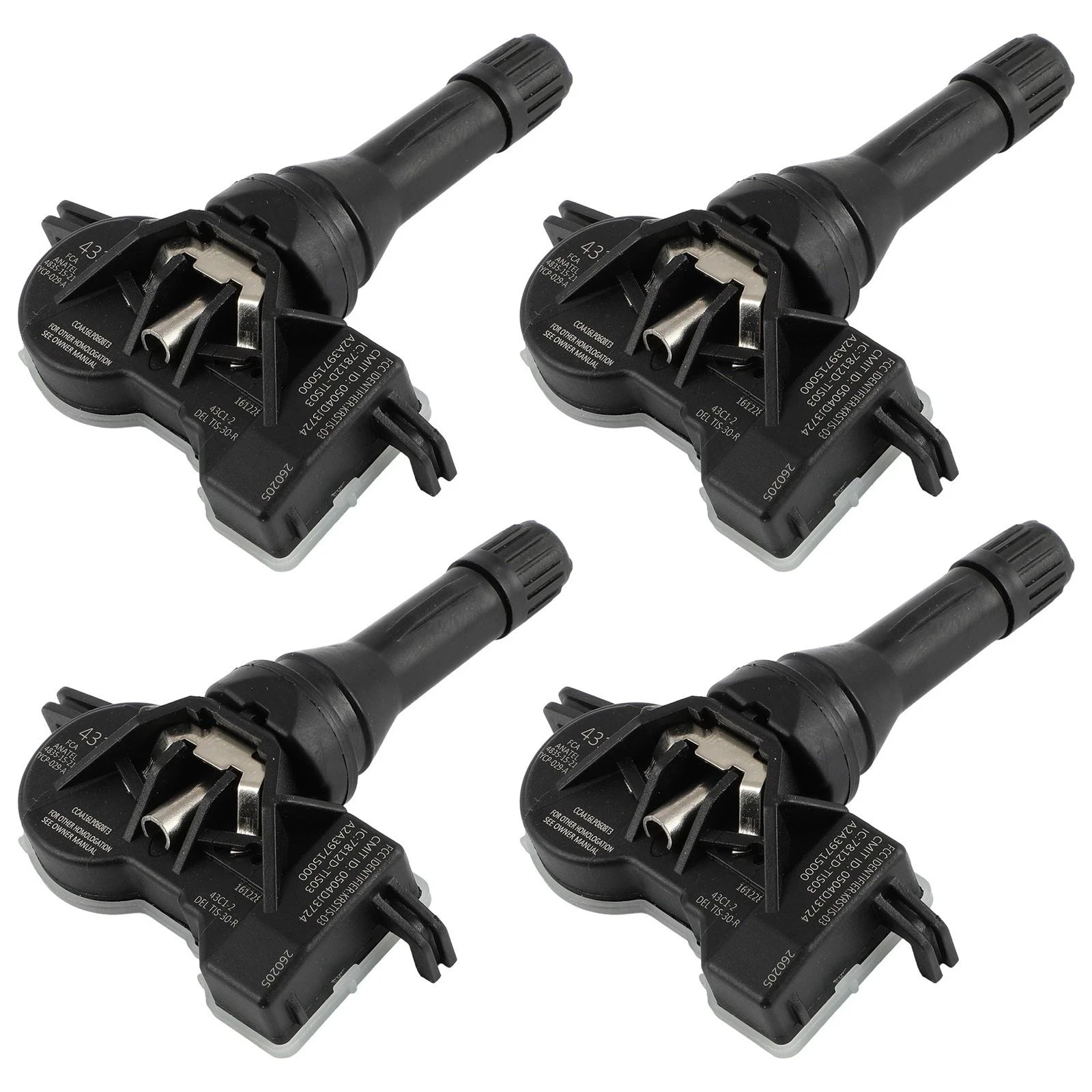 Set of 4 TPMS Tire Pressure Sensors for Dodge Jeep (68193586AC, 68105280AD) 433MHz