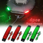 4X Red Green LED Navigation Lights for Boats (Stern Starboard)