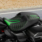 Black Green Driver Passenger Seat for Harley Touring Street Road Glide (09-23)