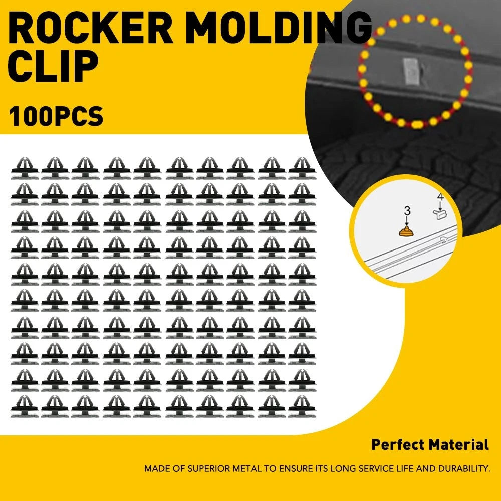 Set of 100 Rocker Door Moulding Clips for GM (Various Models)