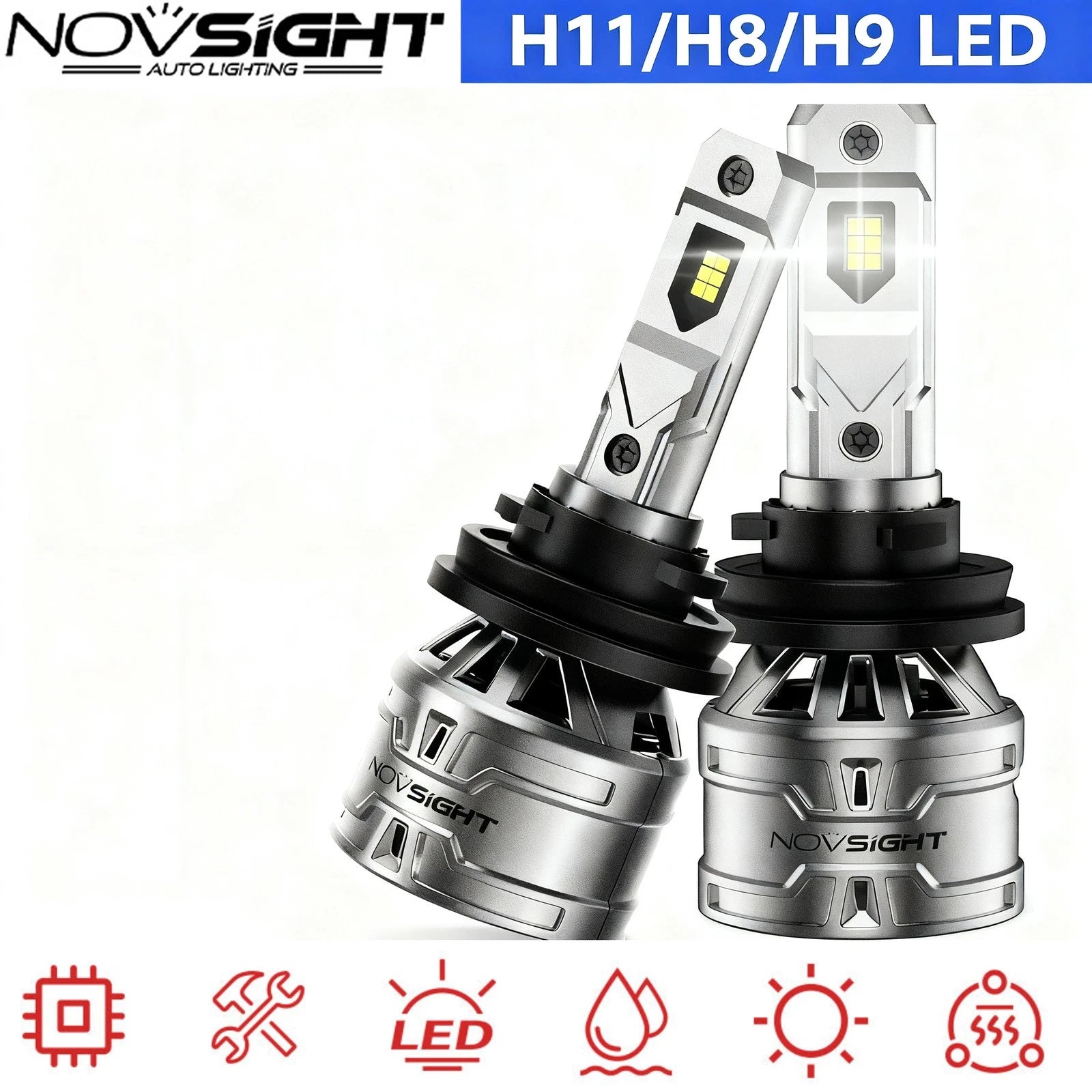 2X H11 LED Headlight Bulbs Kit for H9 H8 (6500K)