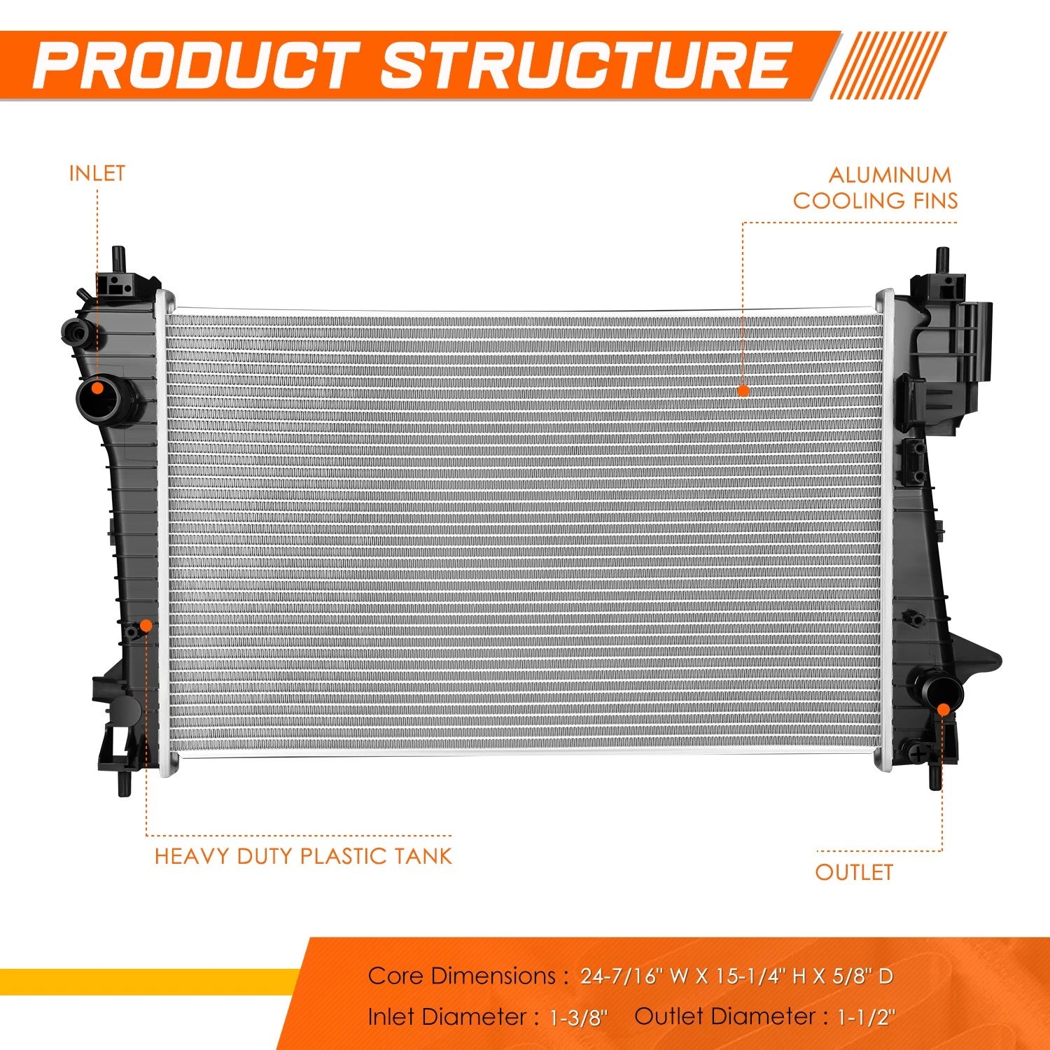 Aluminum Core Cooling Radiator for Chevy Sonic (2012–2019) MT 1.4L Turbo DPI-13680