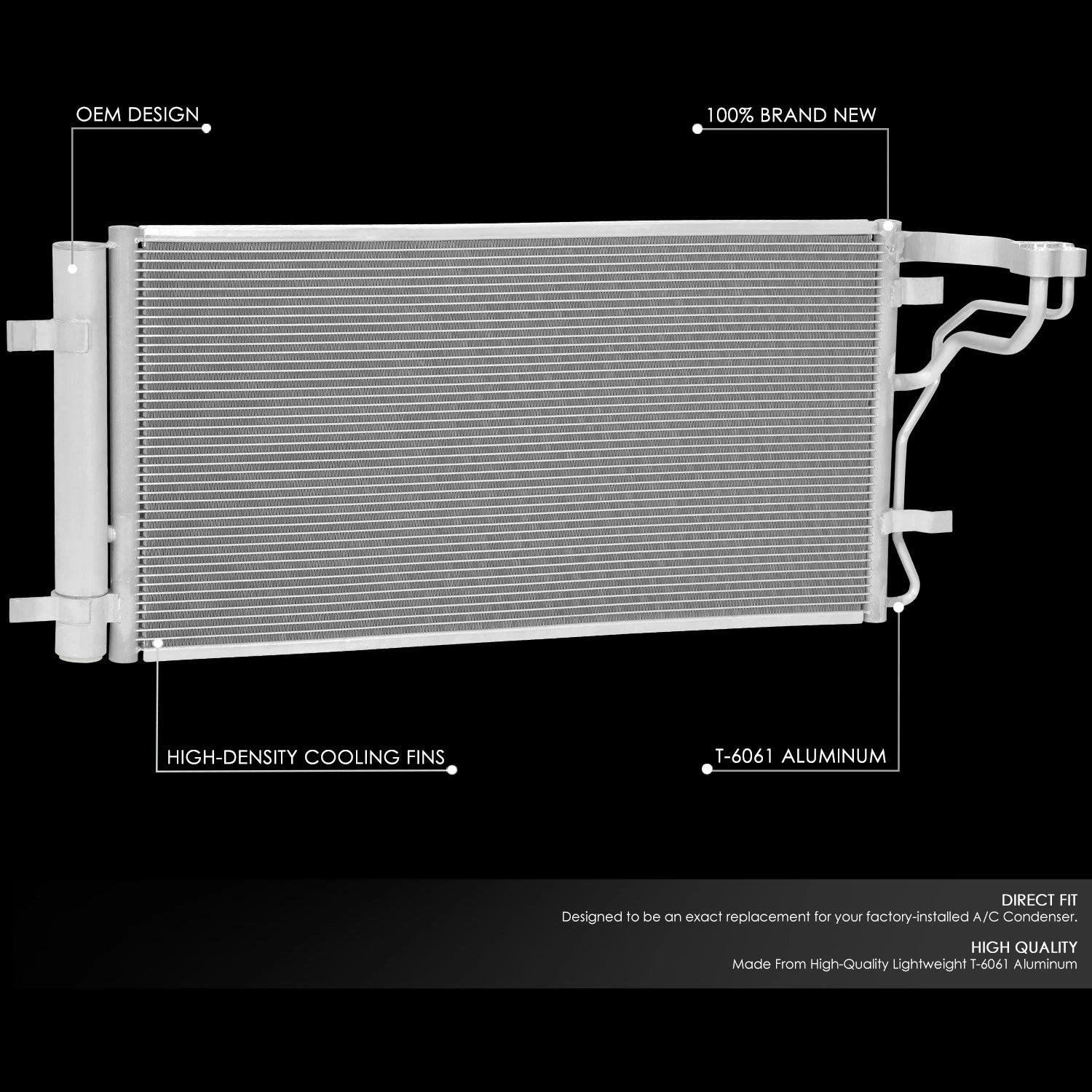 A/C Condenser for Veloster/Soul 1.6L Turbo (2019–2021)