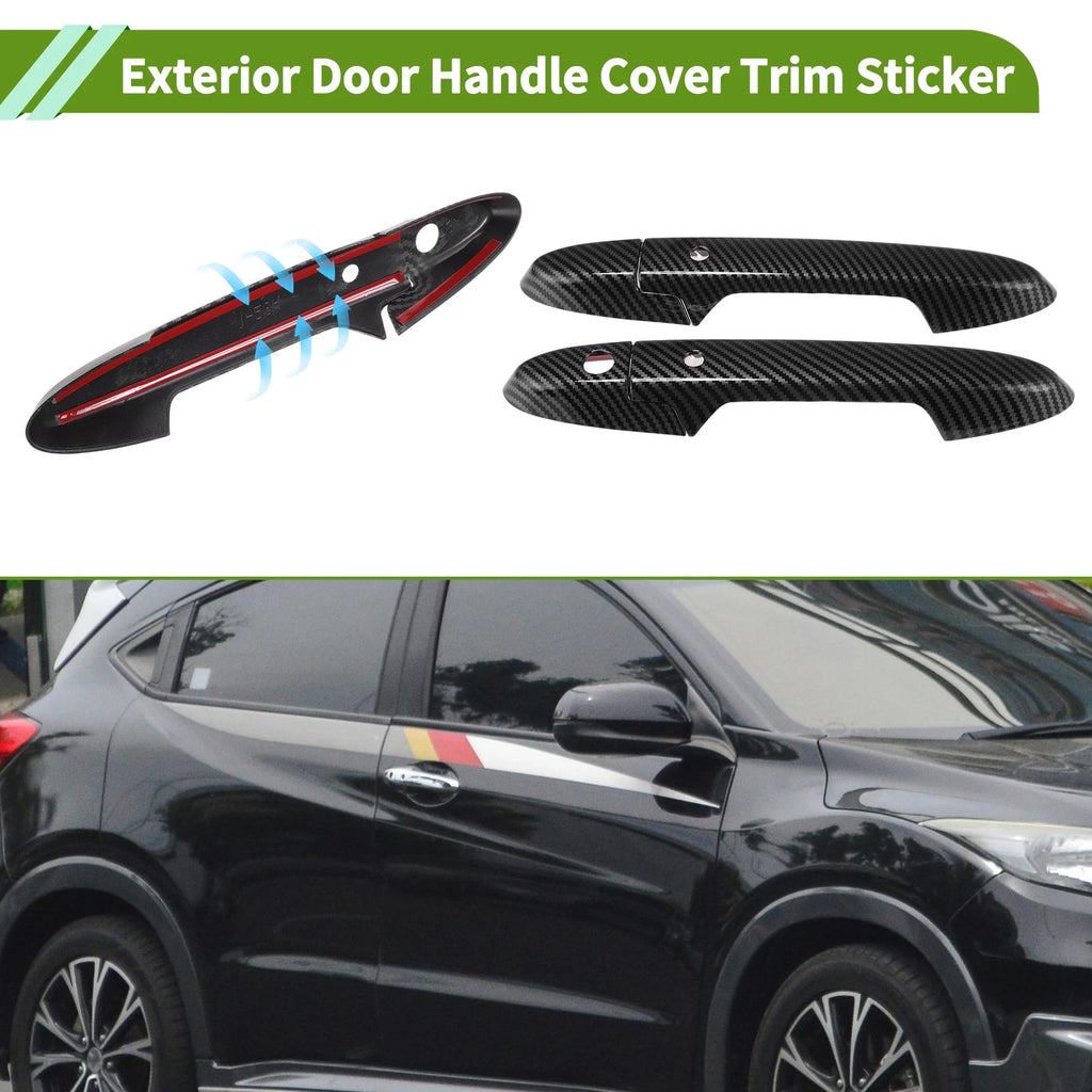 Exterior Door Handle Cover Trim for Honda HR-V (2016–2020) Carbon Fiber Black