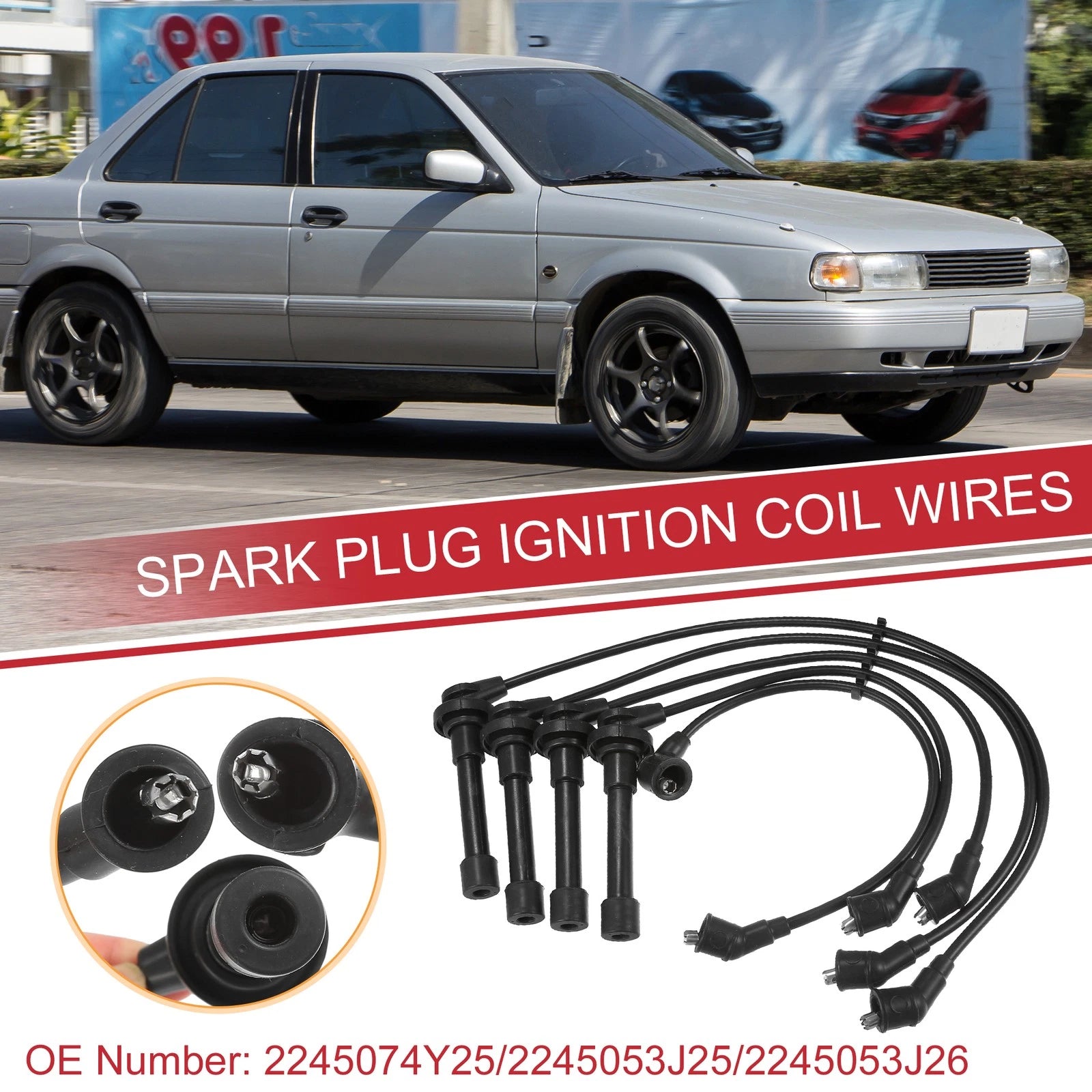 5pcs Spark Plug Wire Ignition Coil Cable No. 2245074Y25 for Nissan Sentra 200SX (1995–1999)