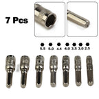 Set of 7 Hex Socket Hex Shank Drivers 6 Point M2.5/3.0/3.5/4.0/4.5/5.0/5.5mm