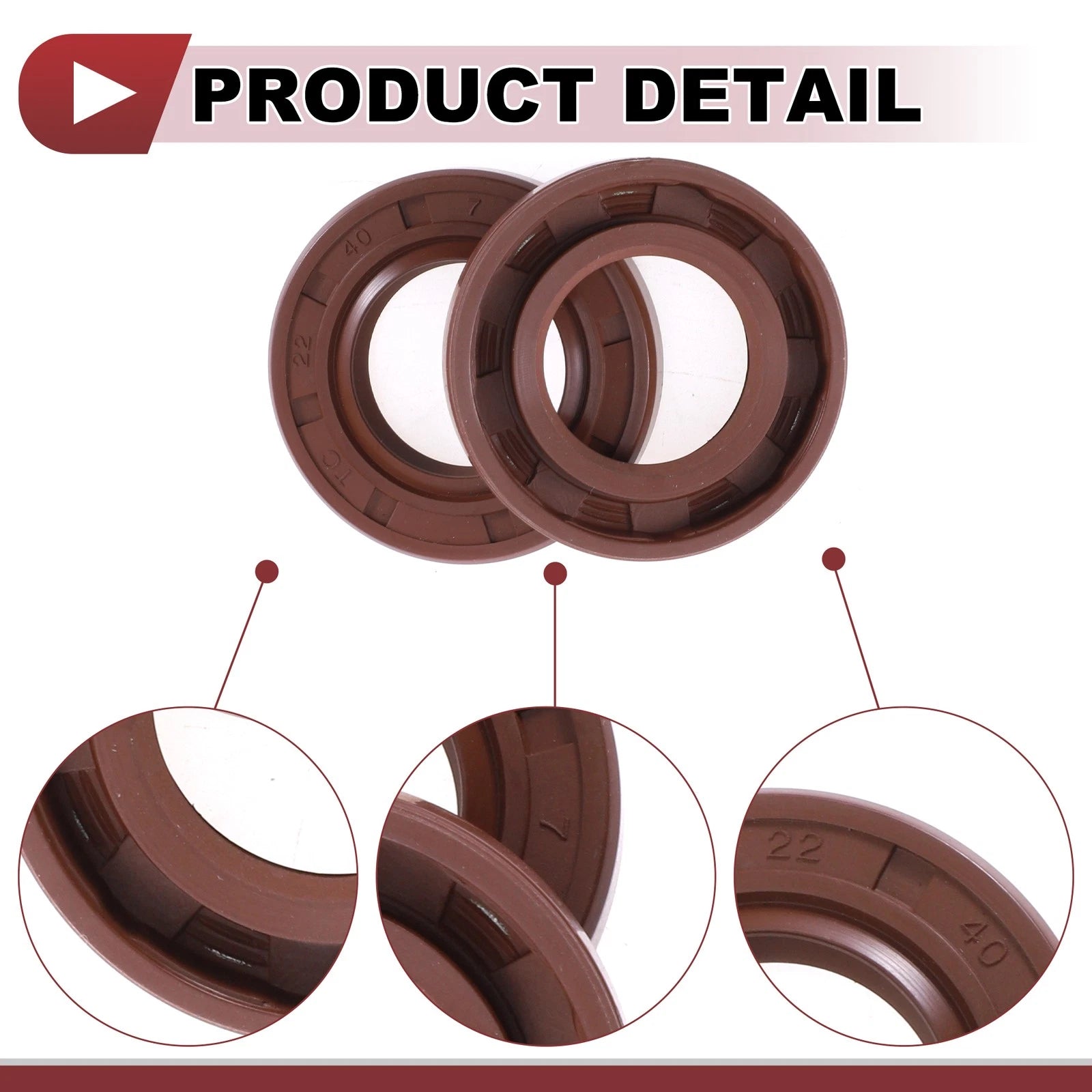 2X Oil Seal Rotary Shaft Seal FKM Rubber 22x40x7mm for Various Models