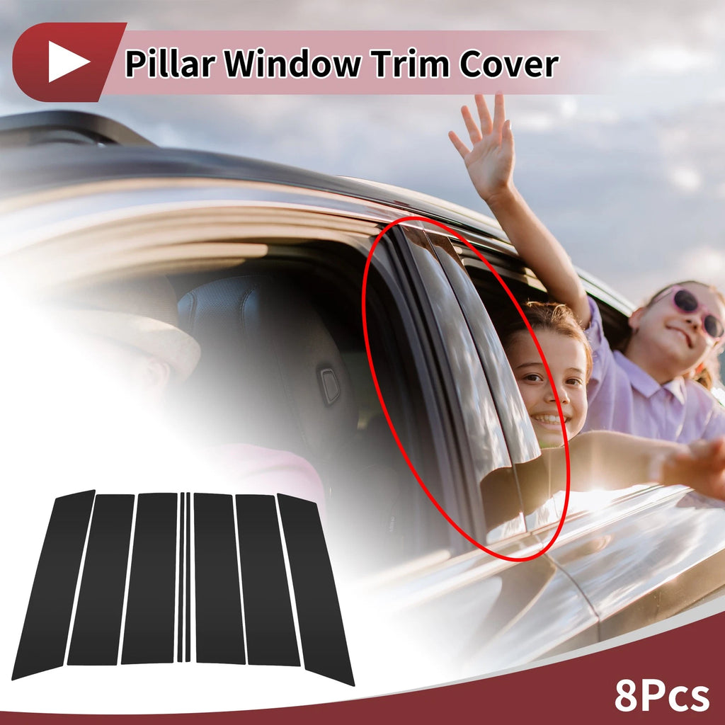 8 Pcs Car Door Pillar Window Trim for Ford Expedition (2018–2023) Black
