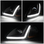 LED DRL Black/Amber Corner Projector Headlight Lamps for Honda Civic (1996–1998)