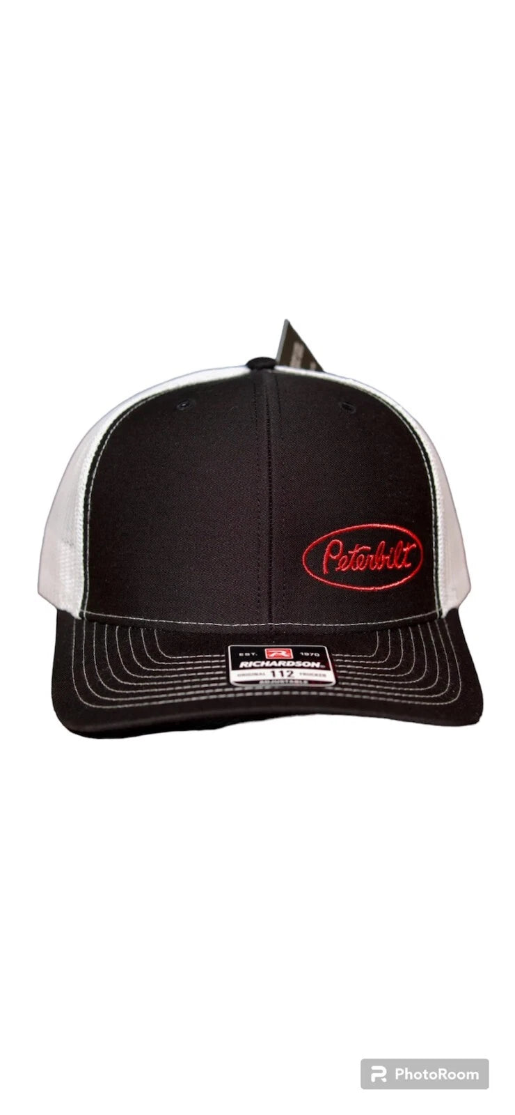 Trucker Cap Hat for Peterbilt Trucks Richardson 112 (Black/White)