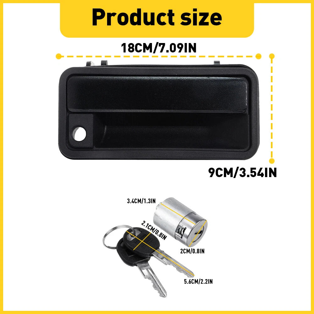 Exterior Front Door Handle w/ Cylinder Lock for Chevrolet C1500 GMC K1500 (1988–1994)