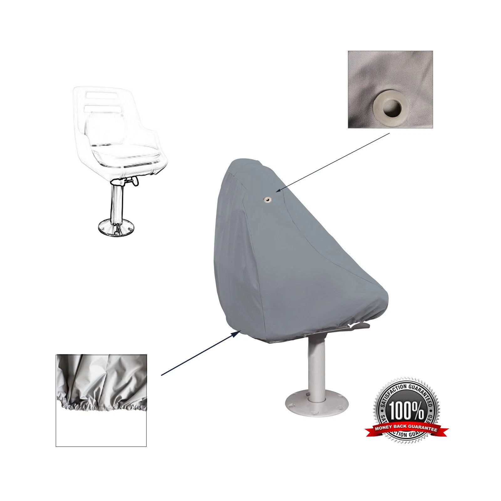 Waterproof Pontoon Boat Seat Cover for (14"Dx20"Wx20"H)