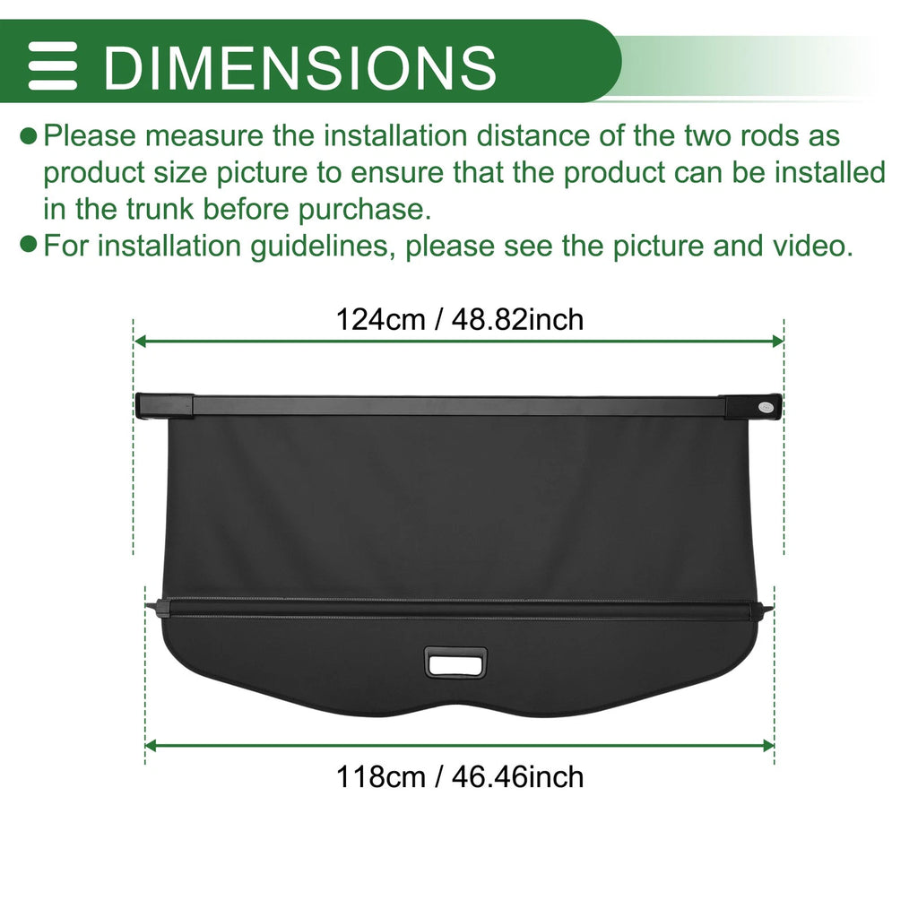 Retractable Cargo Cover for Mercedes-Benz B-Class W246 (2012–2019) Gloss Black