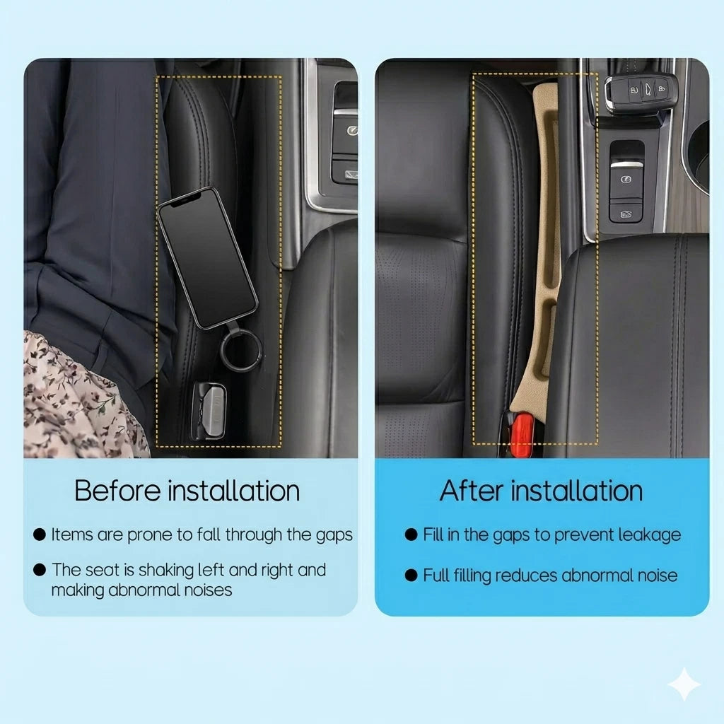 2X Beige Car Seat Gap Filler for Universal Fit