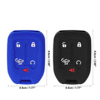 2pcs Silicone Key Fob Case Cover for Chevrolet Silverado (2019–2022) Black Blue