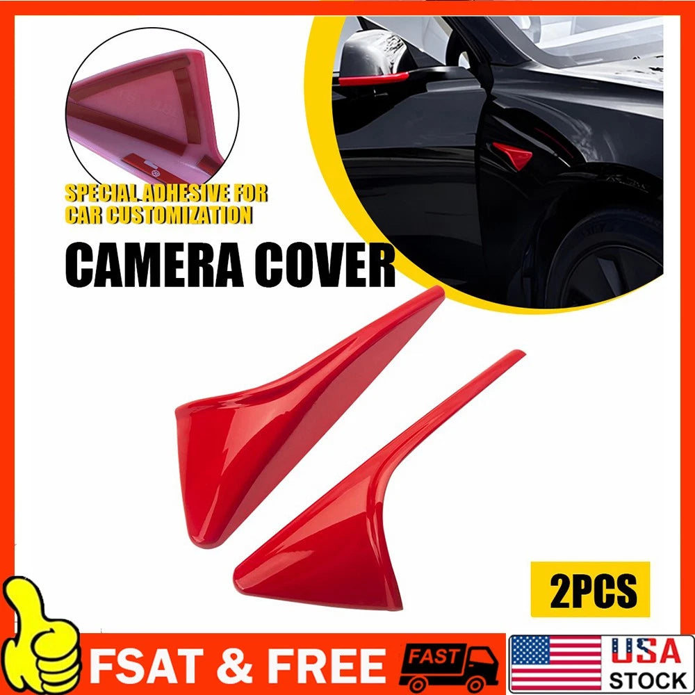 Gloss Red Side Camera Cover Trim for Tesla Model 3 Y S X (2017â2023)