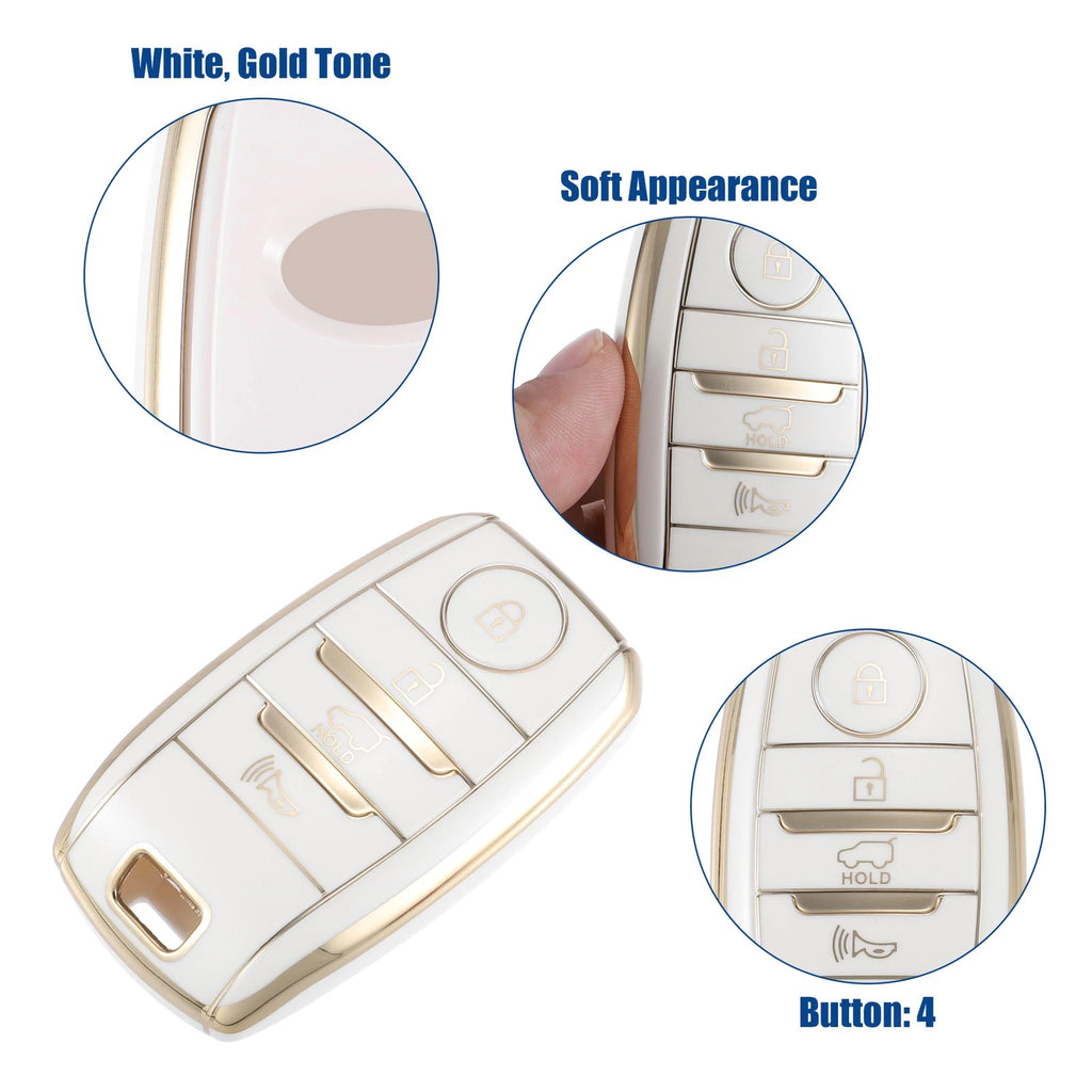 TPU Key Fob Case Cover for Kia Forte (2010–2019) - 4 Button, White