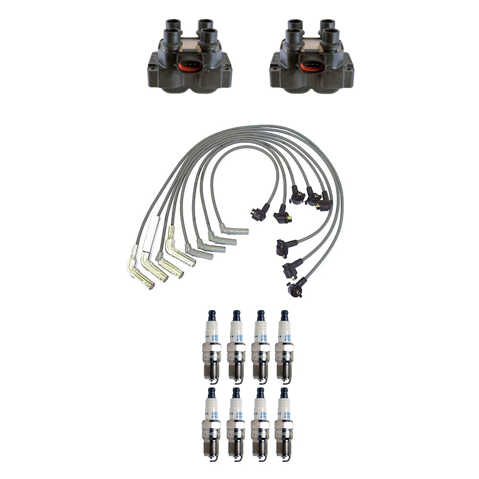 2X Ignition Coils & 8 Double Platinum Spark Plugs for Ford 5.0 V8