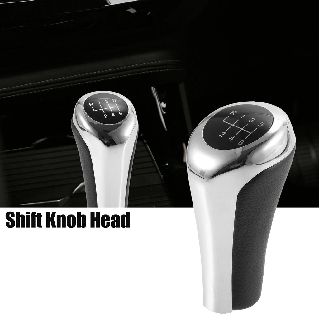 6 Speed Manual Shift Knob for BMW X1 E84 (2009–2015) Faux Leather Black Silver Tone