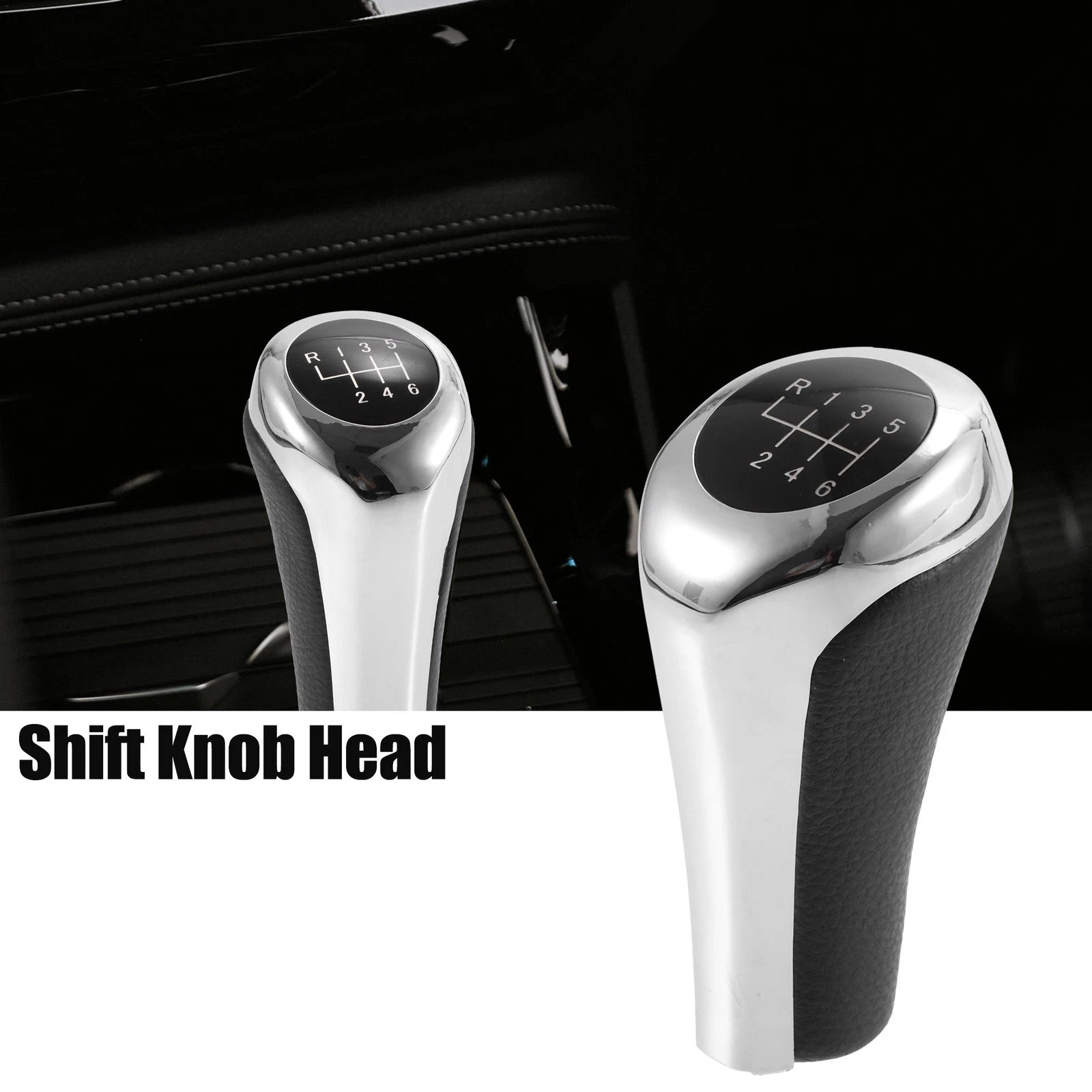 6 Speed Manual Shift Knob for BMW X1 E84 (2009–2015) Faux Leather Black Silver Tone