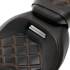 2X Gel Seat for Harley Touring (2009–2023) - Driver Passenger, Orange Stitching